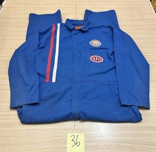 Vtg 70s Mechanic Racing USA Workwear Coveralls Jumpsuit Mens Size 44 STP GULF