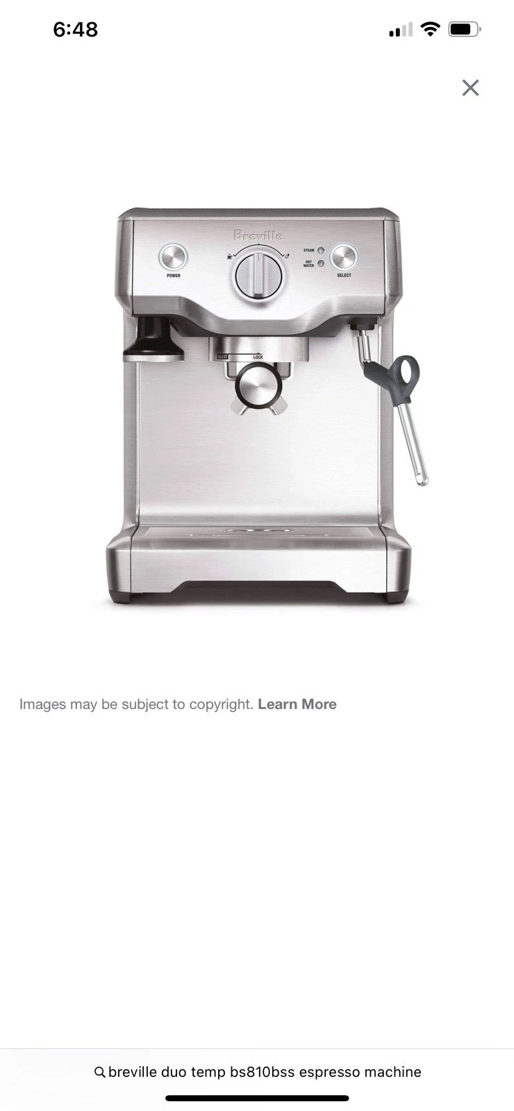 Breville Duo Temp Pro (BES810BSS) Espresso Machine Stainless Steel