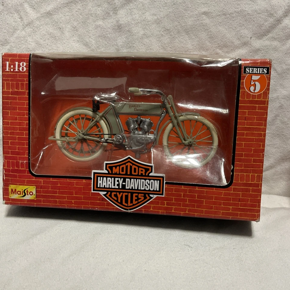 Harley-Davidson Serie 5 1909 2-Maisto Twin 5D V-Twin escala 1-18 y cabezal plano Foto 2 de 4