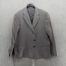 Hickey Freeman Blazer Jacket Mens 48L Black White Birdseye Silk Wool Blend