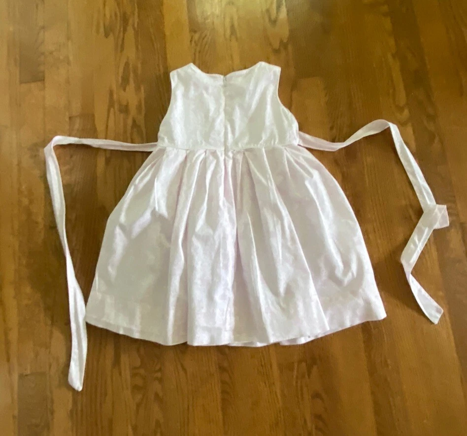 Anavini Smocked Bunny 复活节礼服 女孩 尺寸 6 粉色 白色 适合闪光 — 第 4/4 张图片