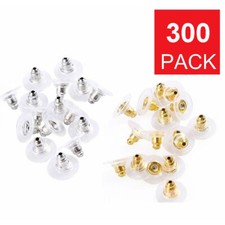 300PC Plated PAD Earring Backs Ear Post stopper Nuts Gold silver US seller NEW 