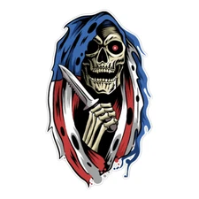 Death Skull American USA Bumper Sticker Military Vinyl Soldier Decal 5"