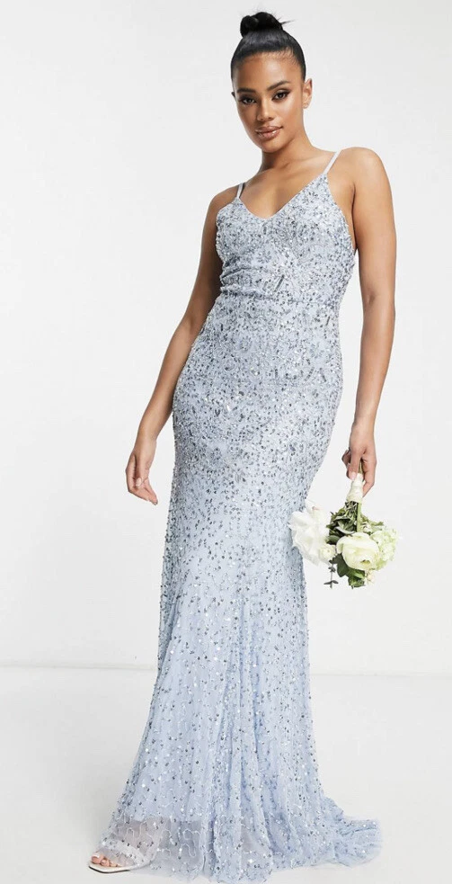 Embellished maxi bridesmaid clearance dress