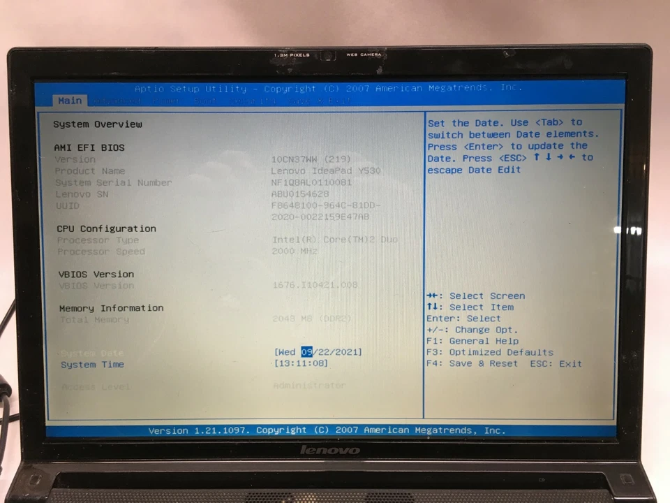 Lenovo IdeaPad Y530 15" Laptop  Boots to BIOS NO HDD/Charger JR - Image 2 of 4
