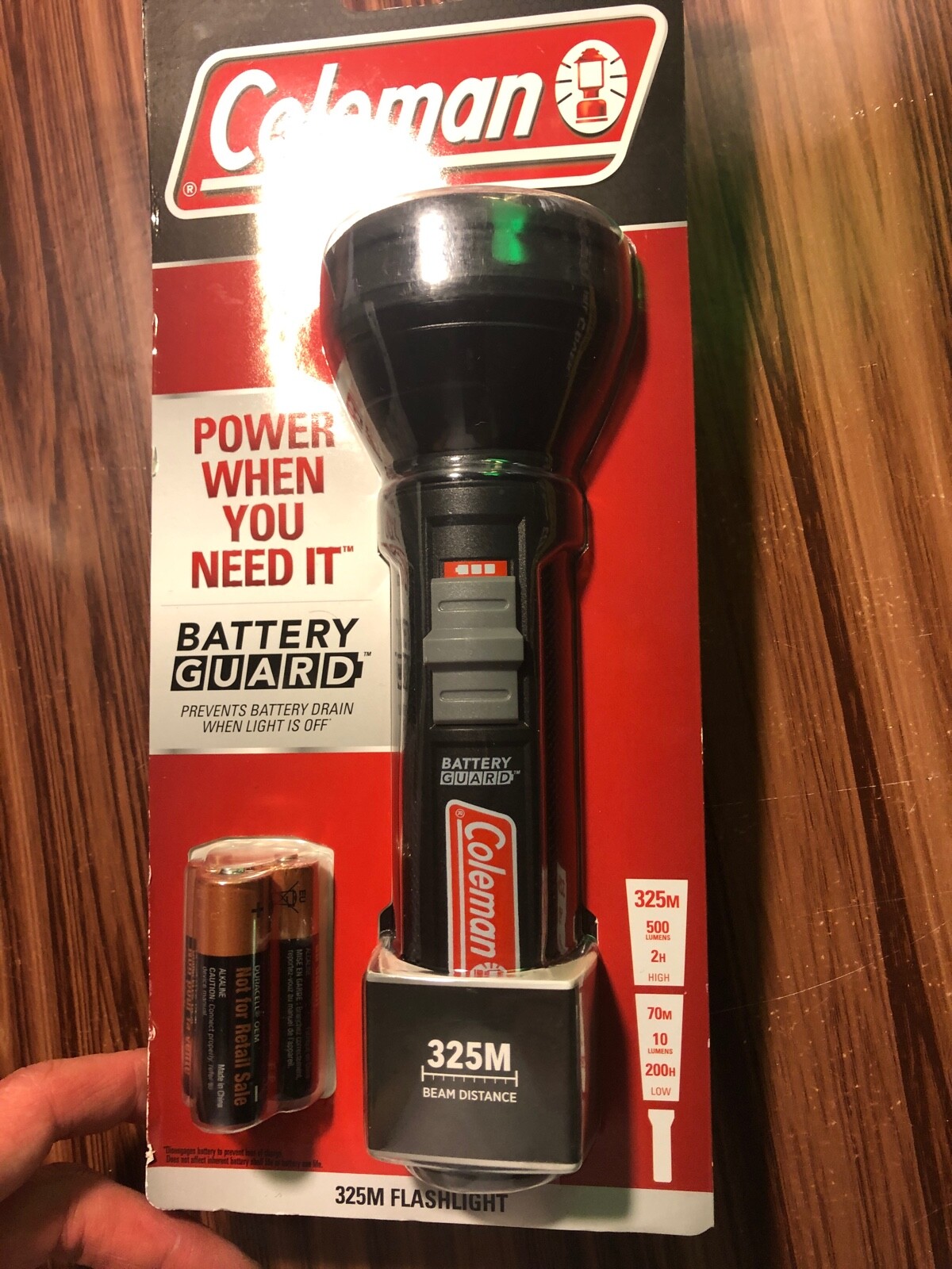 Coleman 500 Lumens 325 Meter Flashlight + Battery Guard Camping Outdoor