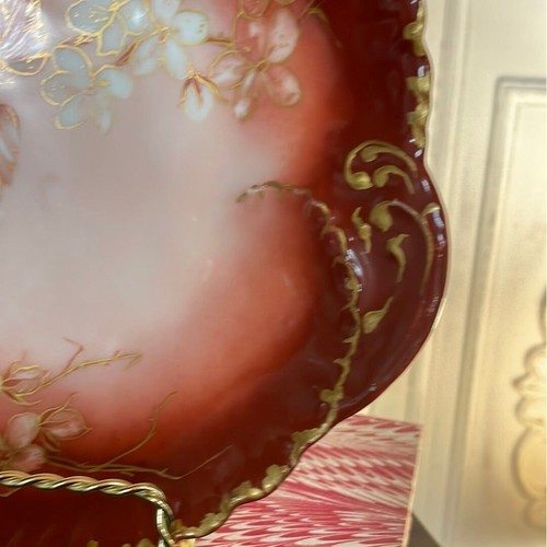 Antique Haviland & Company Limoges France Red, Pink and Gold Floral Candy Dish - Picture 5 of 15