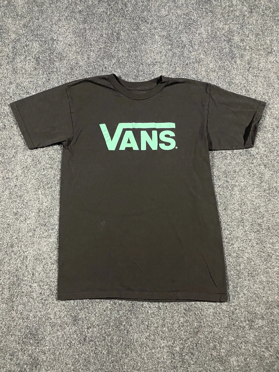 VANS Shirt Mens Medium Black Short Sleeve Crew Solid Turquoise