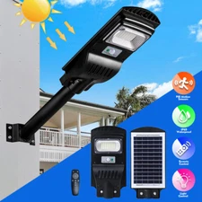 Commercial LED Solar Street Flood Light Outdoor Dusk to Dawn Road Lamp +Pole