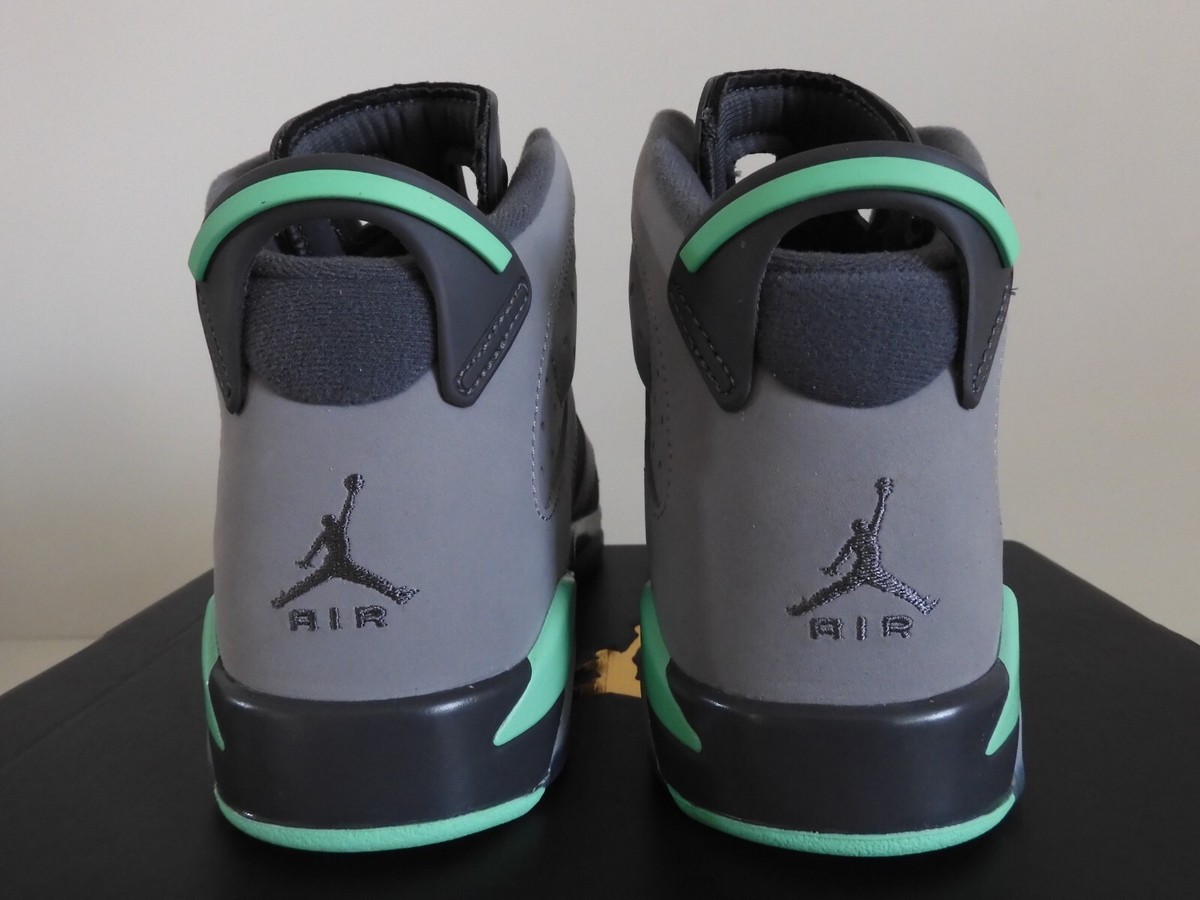 NIKE AIR JORDAN 6 RETRO GG GREY-GREEN GLOW SZ 5Y-WOMENS SZ