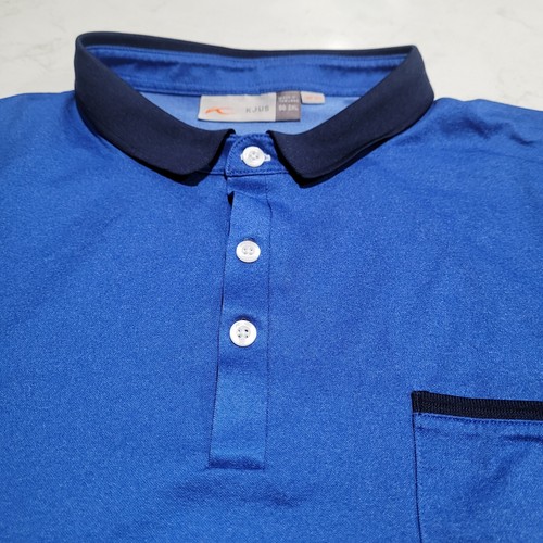 KJUS Blue Strike Primeflex Short 2XL 56 Sleeve Golf Polo Shirt UPF30+ EUC - Picture 6 of 12