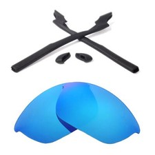 Walleva Polarized Ice Blue Lenses Black Rubber Kit For Oakley Half Jacket 2.0
