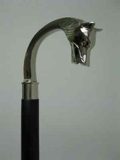Handmade Walking Stick Solid Brass Wolf Head Handle Wooden Vintage Cane