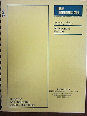 Linear Instruments Scientific & Industrial Graphic Recorders Instruction Manual