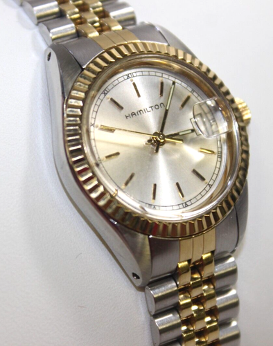 Hamilton 8450 Two-Tone Ladies Wrist Watch W/ 10K Gold State Farm Insurance Charm - Picture 3 of 17