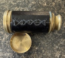 Antique Leather Bound Brass Telescope Spyglass - 3 Closed / 6.5 Extended M472