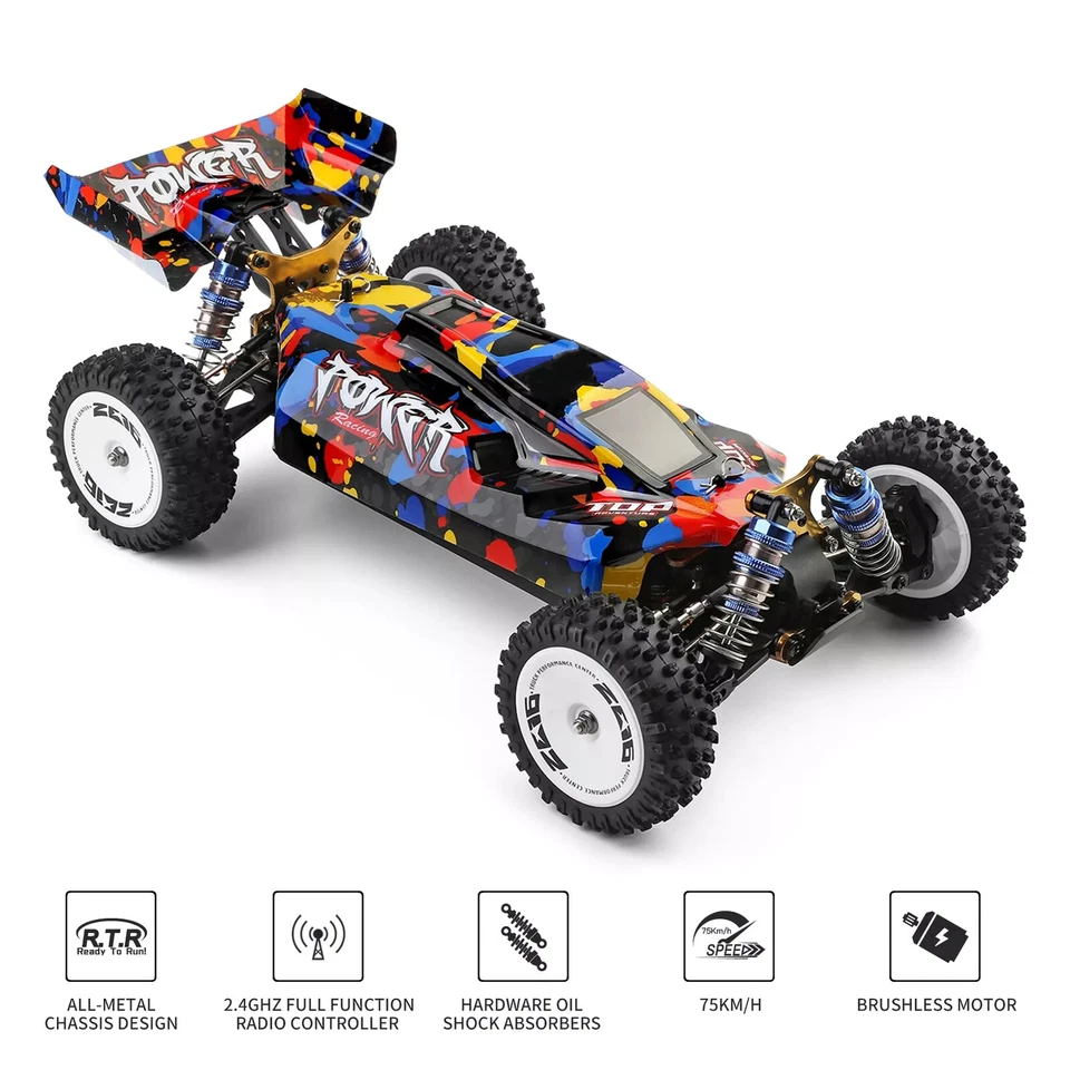 NEW: WLToys 124007 1/12 Scale Metal 4wd BRUSHLESS 2.4GHz RTR Buggy w/ LiPo Batt - Image 2 of 4