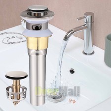 Bathroom Sink Pop Up Drain Stopper With Overflow Basin Vessel Brass w/ Tray