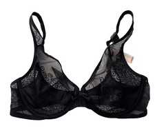 Victoria's Secret Nwt Black Dot Sheer Mesh Unlined Demi Bra 32C