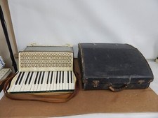 Vintage Concertone Accordion w/ Geib Chicago Case Leather Straps Instrument