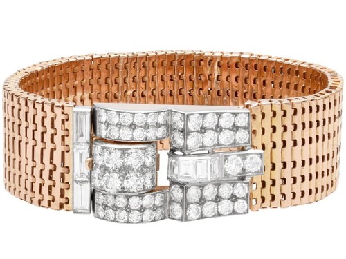 Antikes Armband 6,50ct Diamant und 16k Rotgold um 1930 - Bild 4 von 14