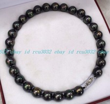 Fashion Beautiful 14mm Black Rainbow Shell Pearl Round Beads Necklace 18-36"