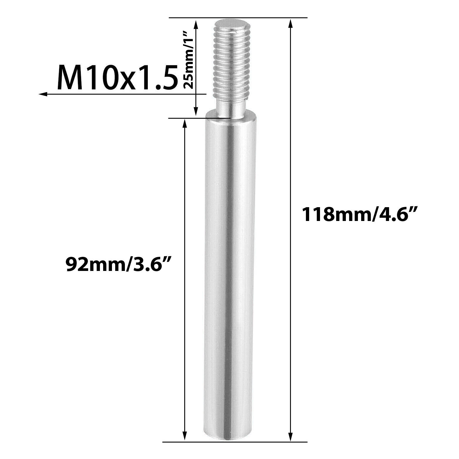 Silver M10x1.5 Shift Knob Extension Gear Shifter Lever 12cm Extender
