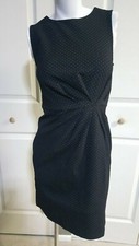 NEW BANANA REPUBLIC BLACK/WHITE DOTS STRETCH PETITE SHEATH DRESS SIZE 0P