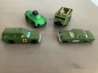 Vintage Matchbox army cars: MB46 staff car & ambulance, tank & personnel carrier