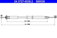 ATE 24.3727-0538.2 Seilzug, Feststellbremse Hinten FÜR Fiat