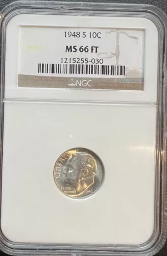 1948-S 10C Roosevelt Dime NGC MS 66 FT