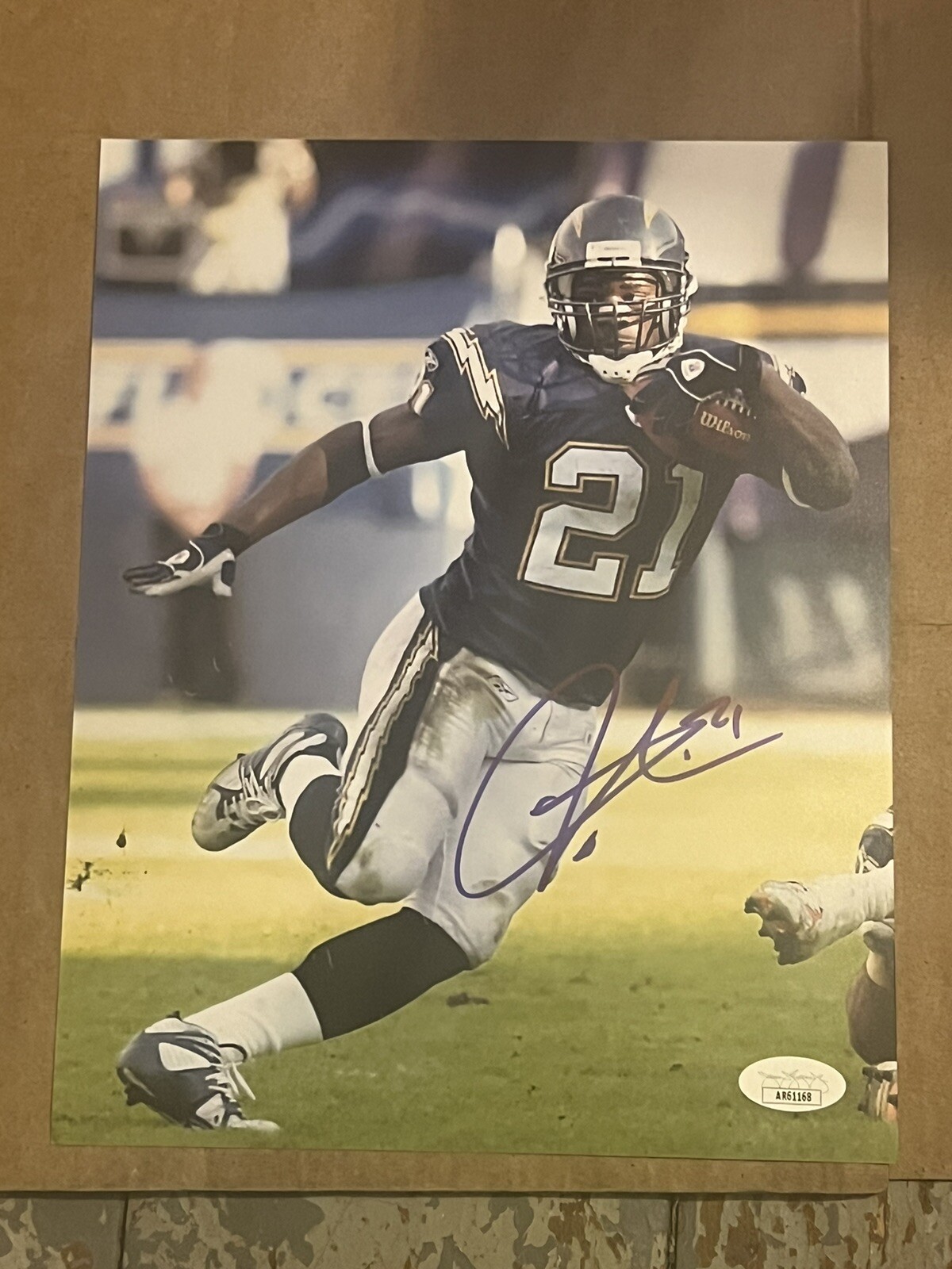LaDainian Tomlinson Autographed Signed 8x10 CHARGERS Color Photo JSA 