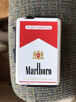 Vintage 80s Marlboro Cigarette Container, Dispenser And Lighter