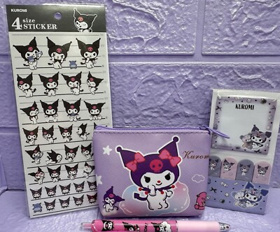 Kuromi Sanrio Gel Stift Handtasche Memo Haftnotizen Set Aufkleber Paket süß Geschenk