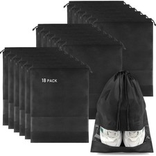 12 Pack Large Shoe Bags for Packing with Clear Window Dustproof Drawstring Tr