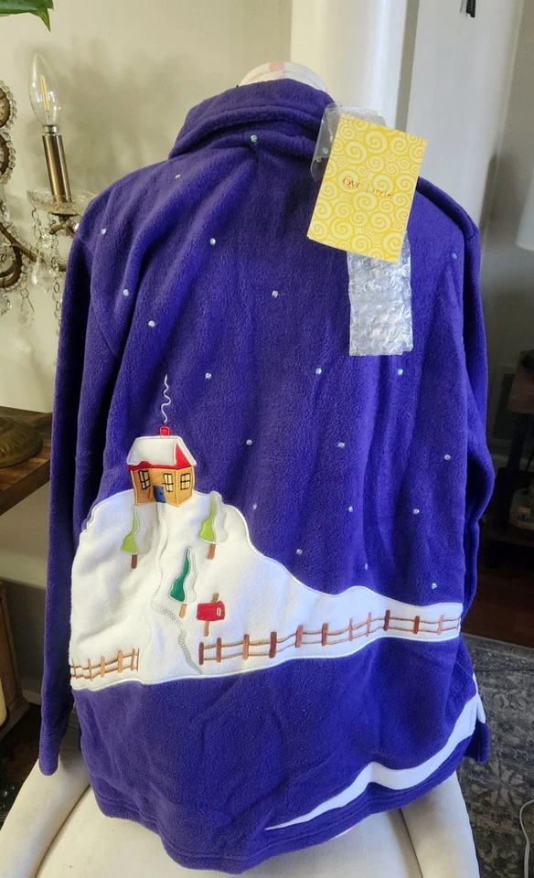 Suéter de Navidad púrpura Quacker Factory talla L nuevo con etiquetas Foto 2 de 4