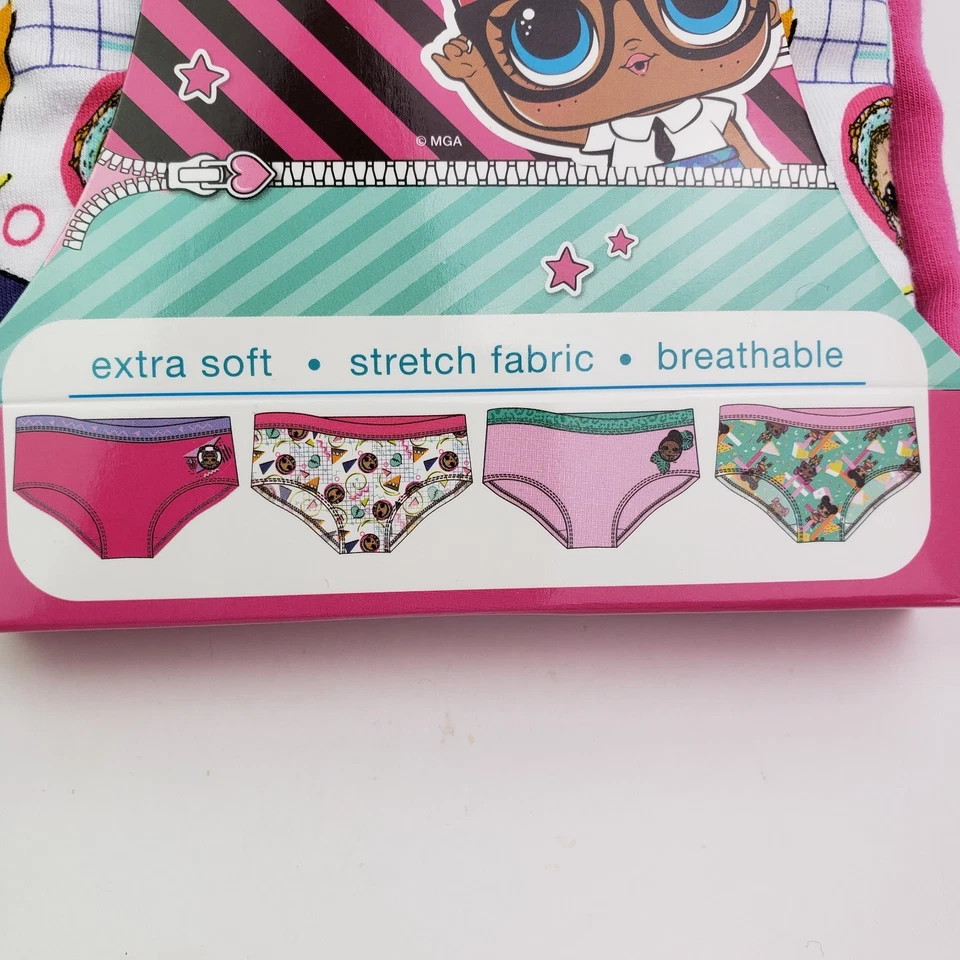 LOL Surprise Premium Girls Size 10 Pink Graphic Cotton Hipsters Underwear 4Pk - Image 4 of 4