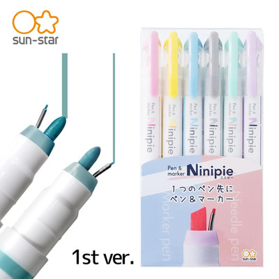 Sun-star Ninipie 1st Pen & Marker 6 Color Set Dual Tip Water-based von JP