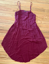 🍋 Kimchi Blue Urban Outfitters Maroon Purple Red Frayed Hem Midi Dress Small 🍋