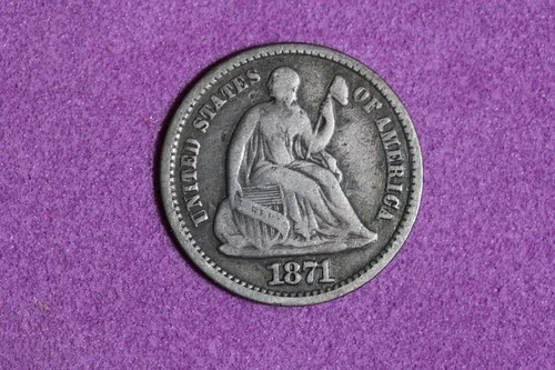 Estate Find 1871 Seated Liberty Half Dime #K59656