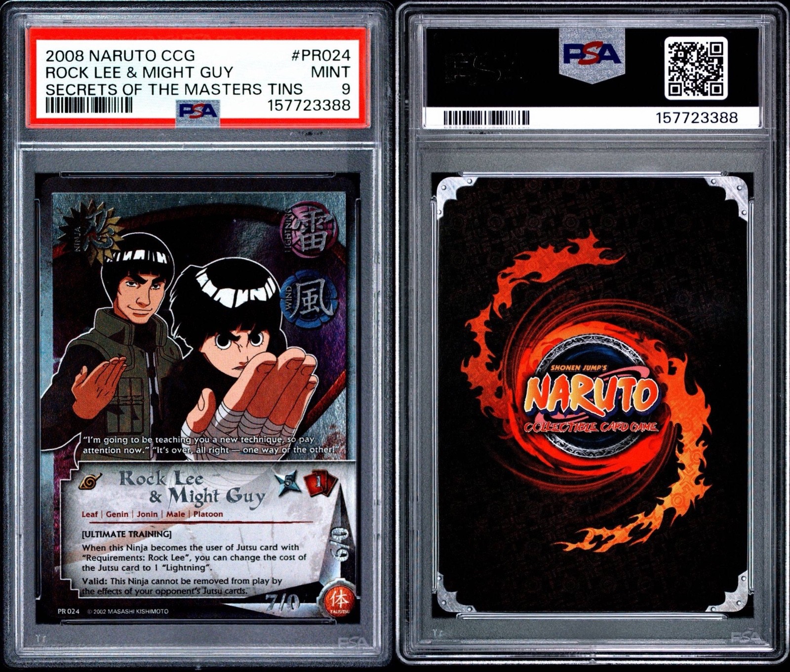 2008 Naruto CCG Rock Lee & Might Guy Secrets of the Masters Tins #PR024 PSA 9 view 3