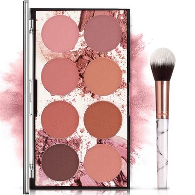 8 Colors Blush Palette, Matte Mineral Blush Powder Bright Shimmer Face Blush