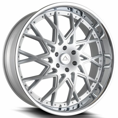 22x9.5''Azad Wheels AZ822 Silver Brushed with Chrome Lip Rims