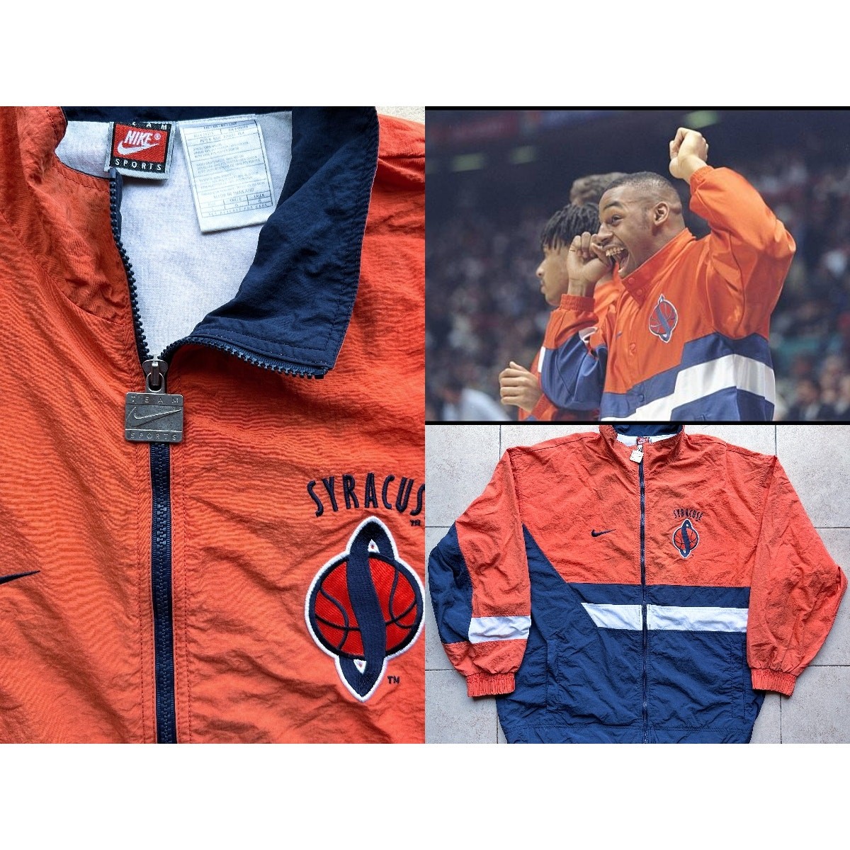 Syracuse Orange 1996 NIKE Team windbreaker jacket L navy NCAA