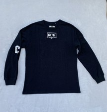Men’s KITH X Carbone Box Logo Crew Neck Sweatshirt Black White Cotton Size L