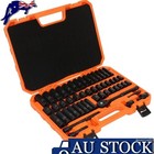 50Pcs 3/8" Drive Impact Socket Set Ratchet Wrench Metric SAE Deep Short Sockets