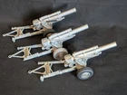 Three (3) Vintage Battleground Silver Firing Howitzer Hard Plastic Playset Guns