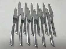 Mikasa SATIN WAVE Stainless Satin Sloped Tip Forged 12 Dinner Knives 9 1/4"
