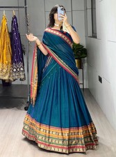 Boho Ethnic Chanderi Cotton Lehenga Choli Traditional Wear Outfit