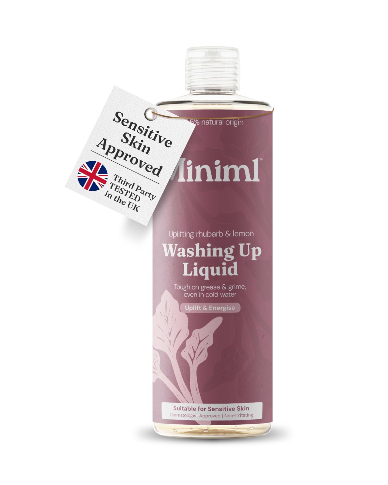 Miniml Washing Up Liquid 400ml – Rhubarb & Lemon | Plant Based – Vegan Dish Soap – Biodegradable – Non-Toxic – Tough on Grease – Gentle on Hands - Image 2